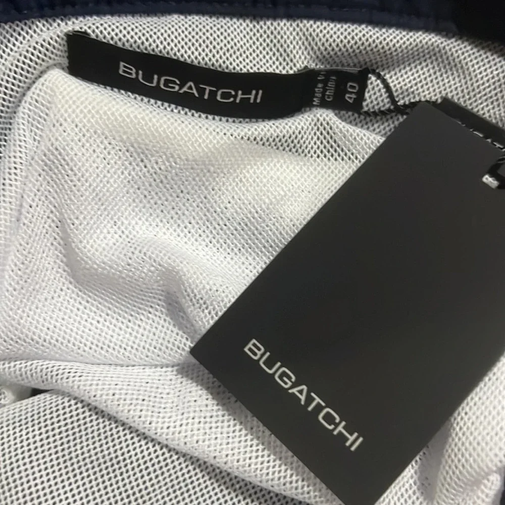 Bugatchi Deep Navy Blue Solid Zip Up Swim Trunks w/ Zip‎ Back Pocket 40 NWT